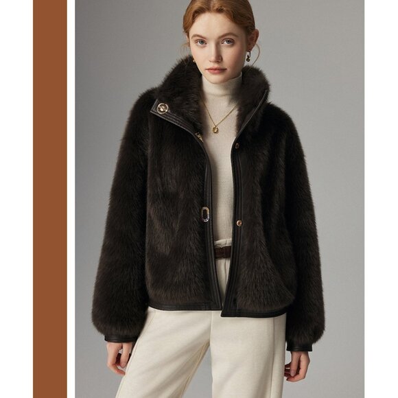 Jackets & Blazers - ETHICALLY CHIC! Faux Fur Biker Style Coat